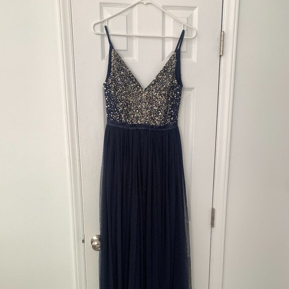Bhldn Emerald Avery Beaded Tulle Gown - Midnight - Picture 2 of 3